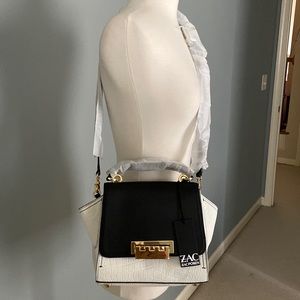 Brand New Zac Posen Leather Top Handle Satchel Crossbody Handbag